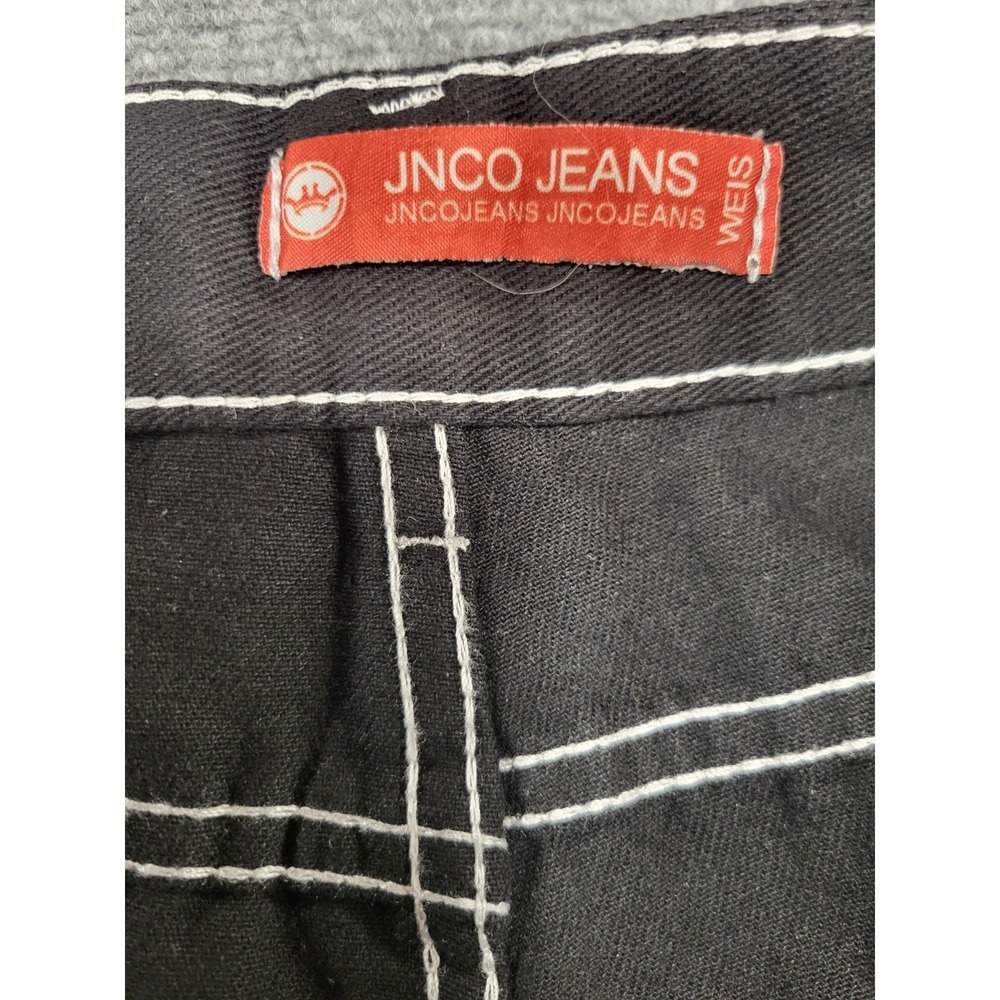 Vintage Y2k Tribal JNCO Jeans Mens Medium Embroidered Tribal Design Black/Silver - Picture 8 of 16